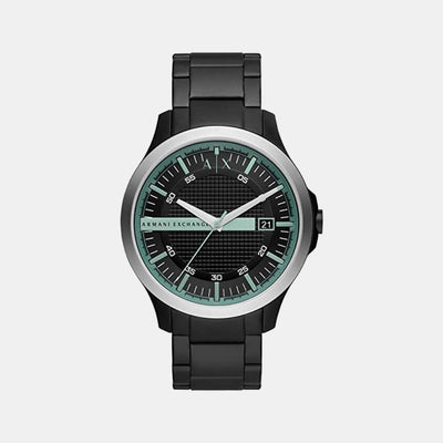 Hampton Men Quartz Black Dial Analog Stainless Steel Watch AX2439