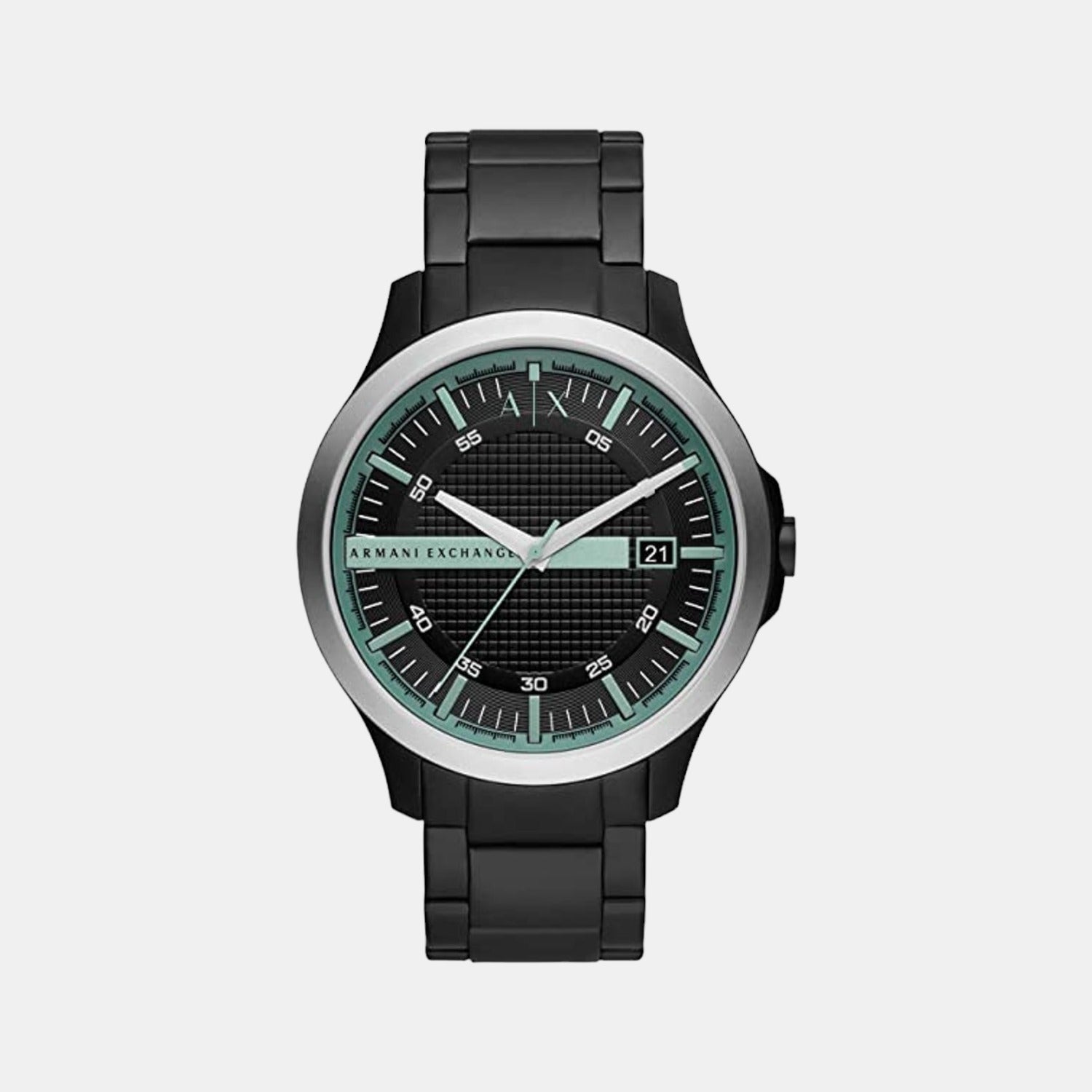 Hampton Men Quartz Black Dial Analog Stainless Steel Watch AX2439