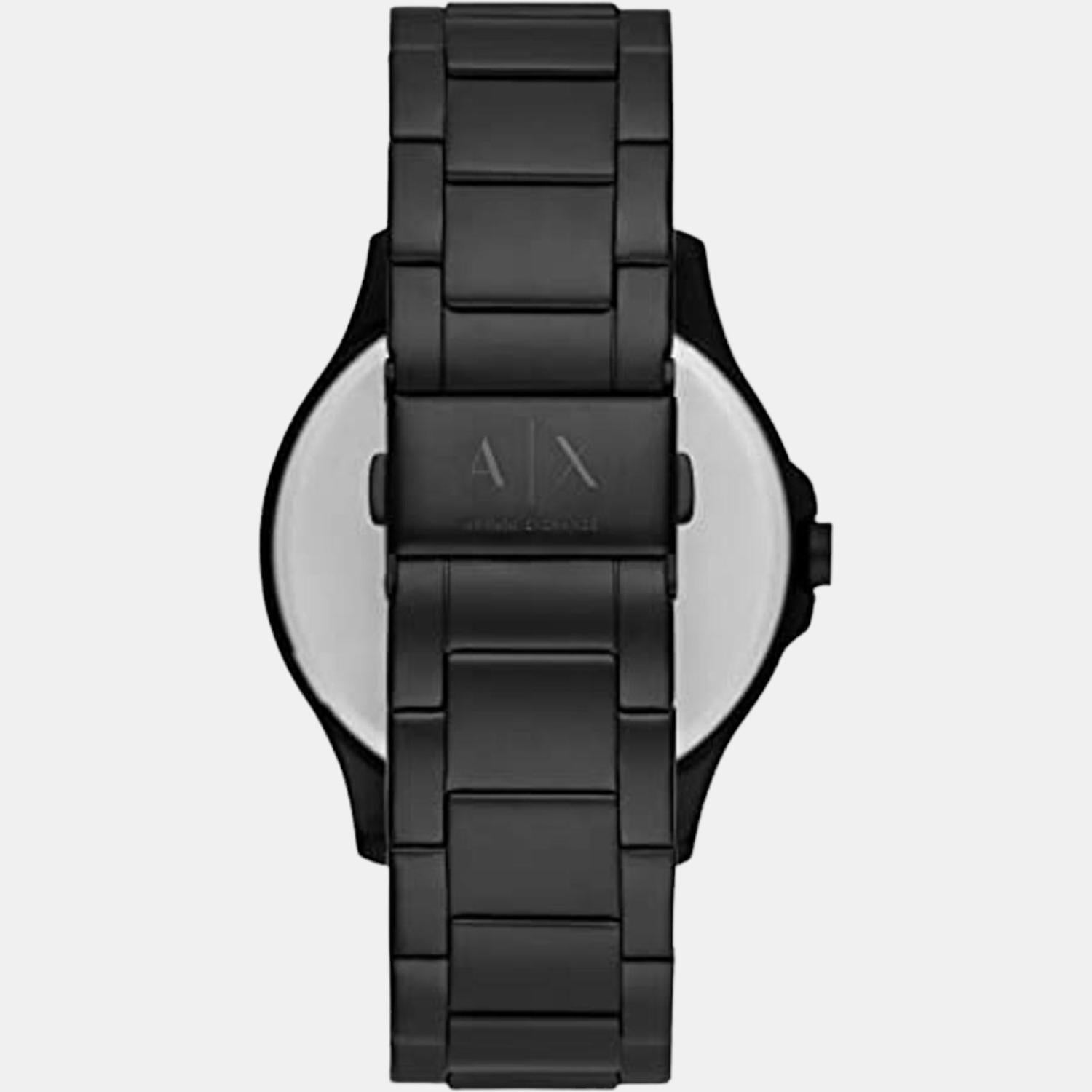 Hampton Men Quartz Black Dial Analog Stainless Steel Watch AX2439