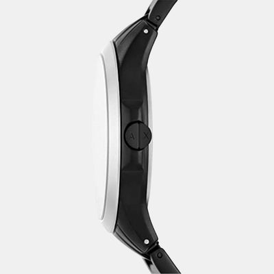 Hampton Men Quartz Black Dial Analog Stainless Steel Watch AX2439