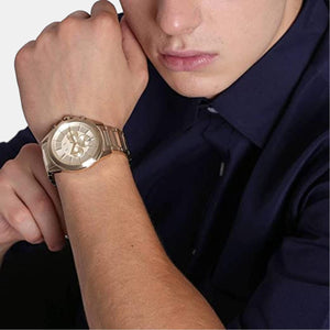 Drexler Men Quartz Gold Dial Chronograph Stainless Steel Watch AX2602