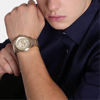 Drexler Men Quartz Gold Dial Chronograph Stainless Steel Watch AX2602