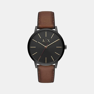 Cayde Men Quartz Black Dial Analog Leather Watch AX2706