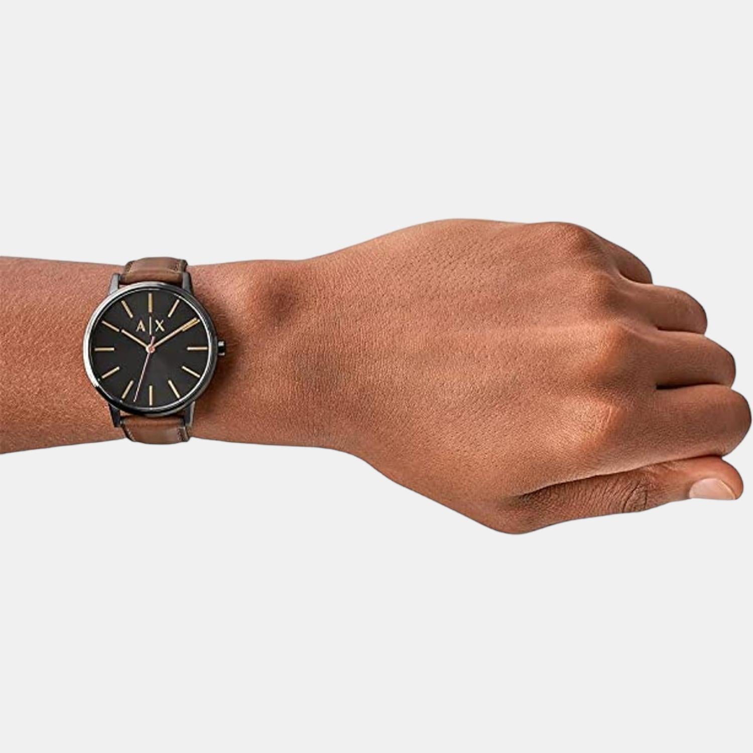 Cayde Men Quartz Black Dial Analog Leather Watch AX2706