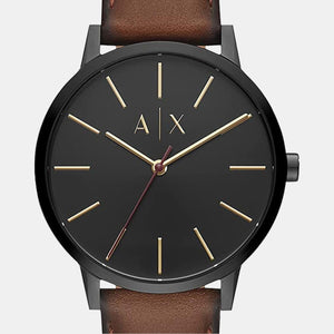 Cayde Men Quartz Black Dial Analog Leather Watch AX2706