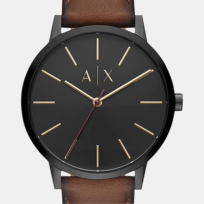 Cayde Men Quartz Black Dial Analog Leather Watch AX2706