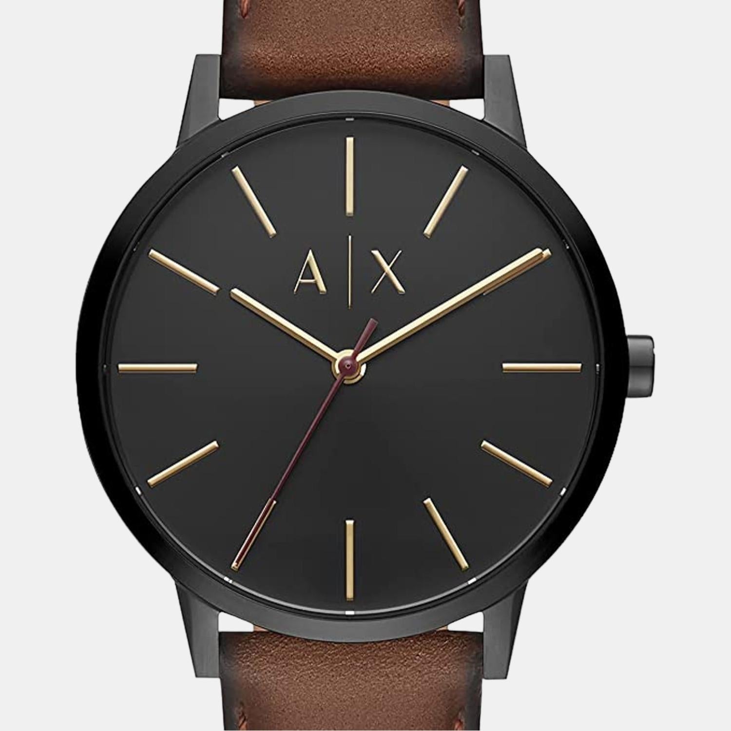Cayde Men Quartz Black Dial Analog Leather Watch AX2706