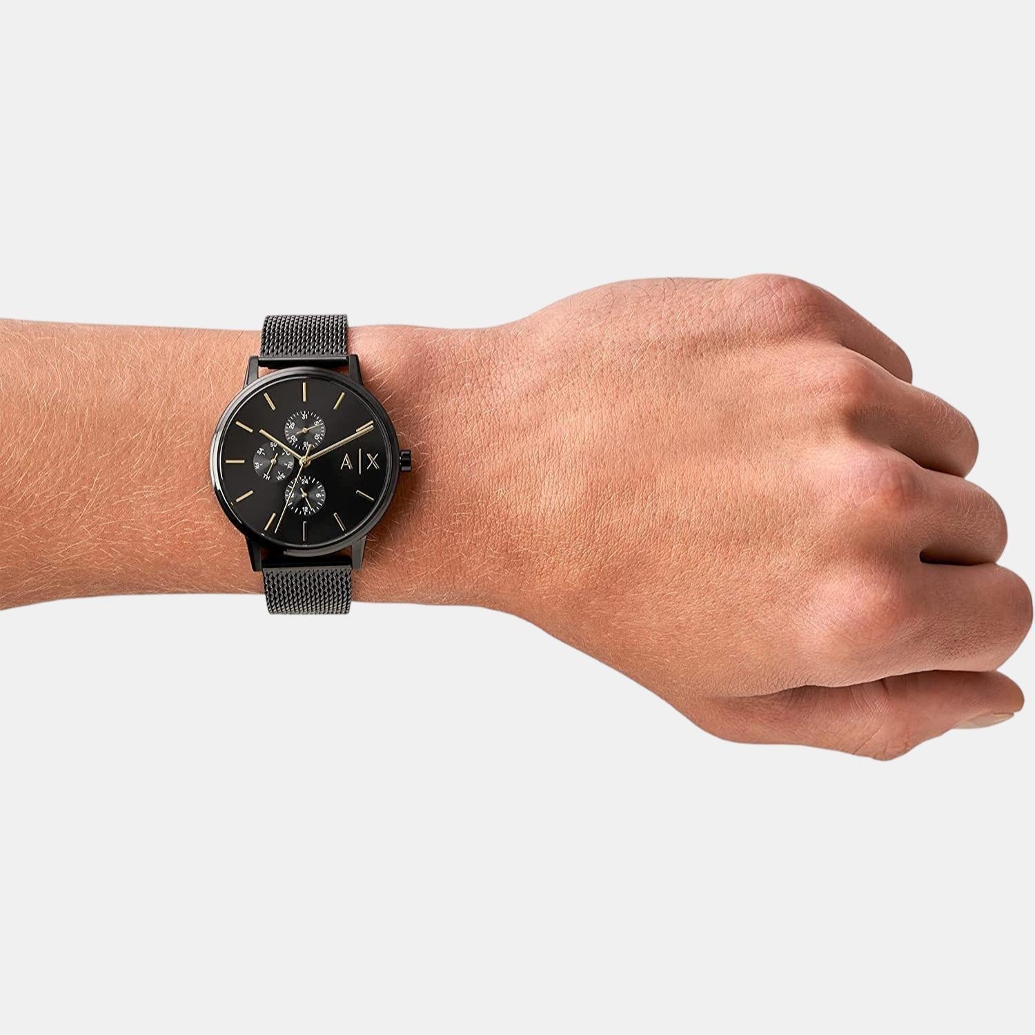 Cayde Men Quartz Black Dial Chronograph Stainless Steel Watch AX2716
