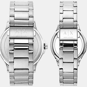 Hampton Couple Quartz Black Dial Analog Stainless Steel Watch AX7132SET