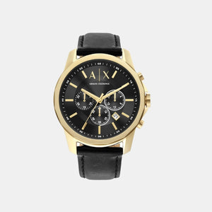 Banks Men Quartz Black Dial Chronograph Leather Watch AX7133SET