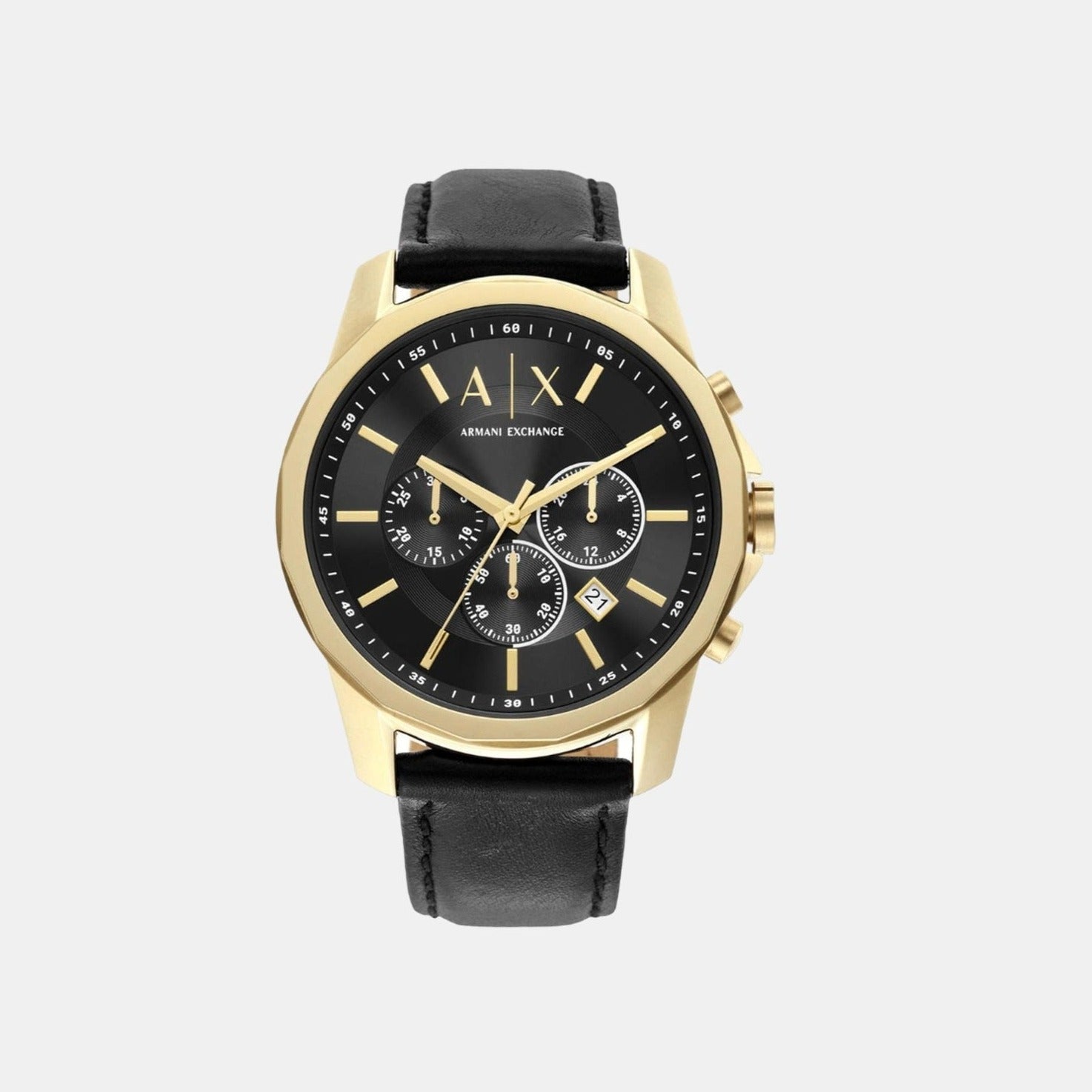 Banks Men Quartz Black Dial Chronograph Leather Watch AX7133SET