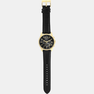 Banks Men Quartz Black Dial Chronograph Leather Watch AX7133SET