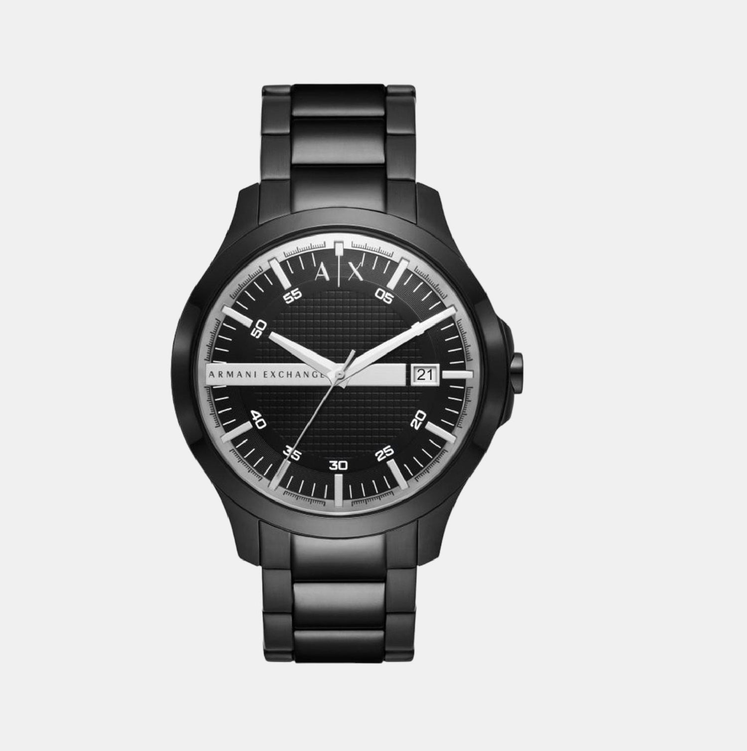 Hampton Men Quartz Black Dial Analog Stainless Steel Watch AX7134SET