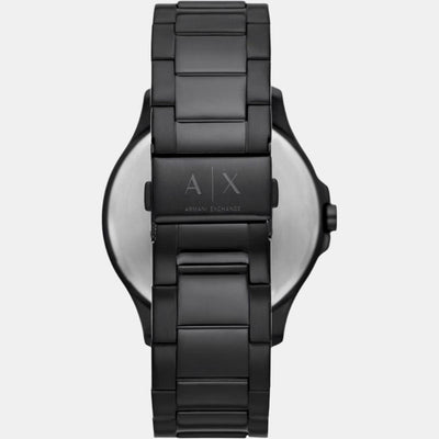 Hampton Men Quartz Black Dial Analog Stainless Steel Watch AX7134SET