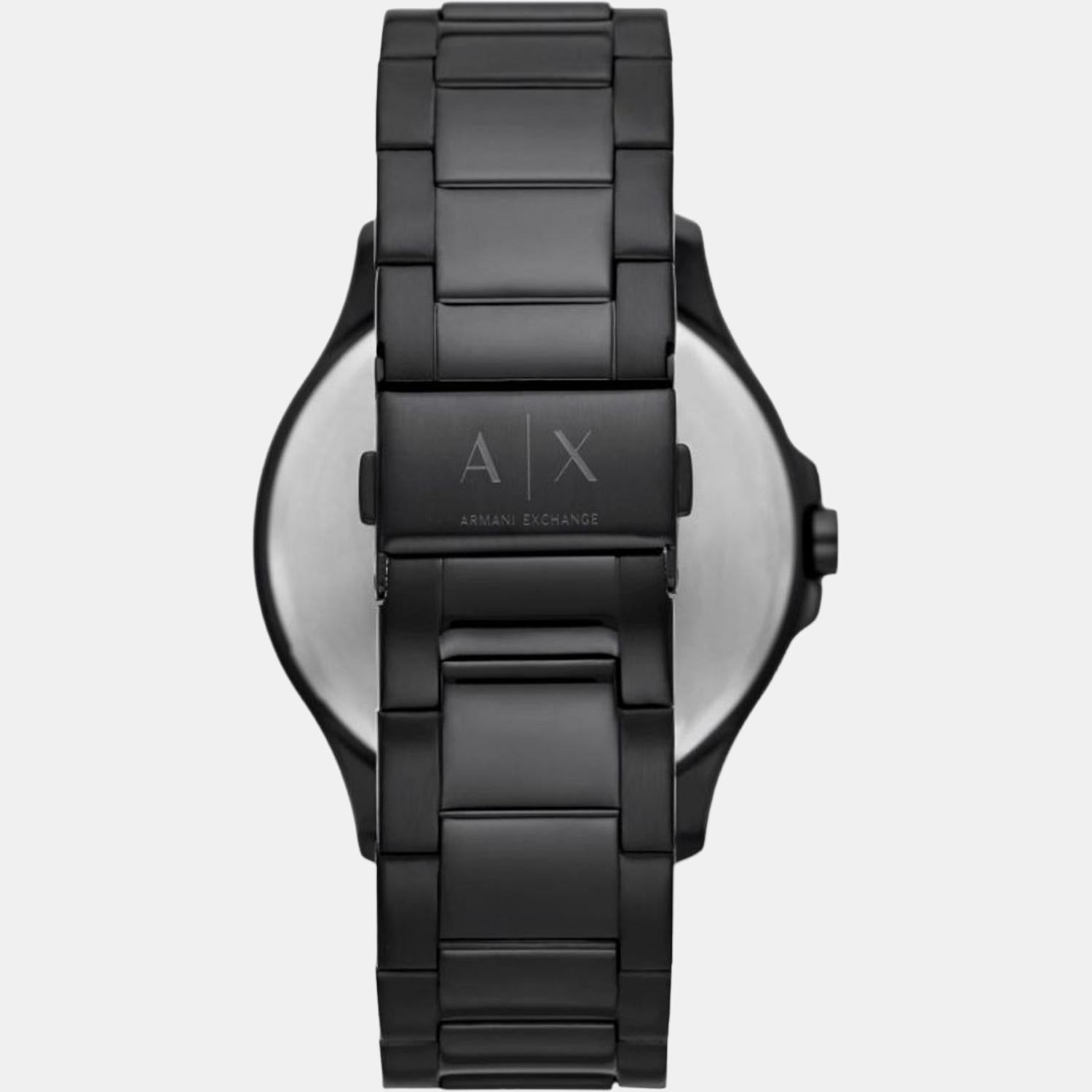 Hampton Men Quartz Black Dial Analog Stainless Steel Watch AX7134SET