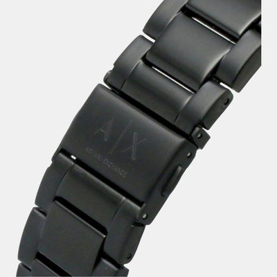 Hampton Men Quartz Black Dial Analog Stainless Steel Watch AX7134SET