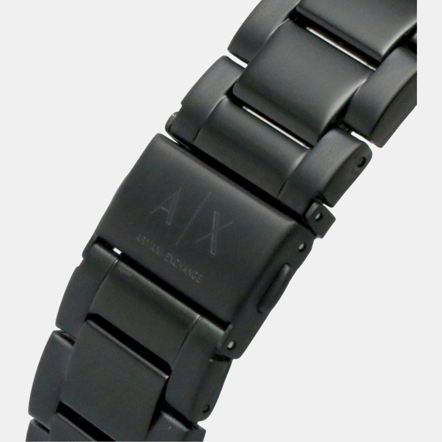 Hampton Men Quartz Black Dial Analog Stainless Steel Watch AX7134SET