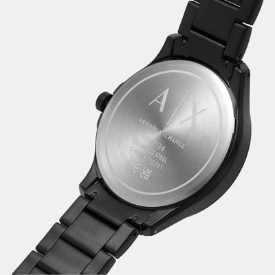 Hampton Men Quartz Black Dial Analog Stainless Steel Watch AX7134SET