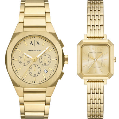 Armani Exchange Sync Gold Dial Pair 32mm AX7171SET