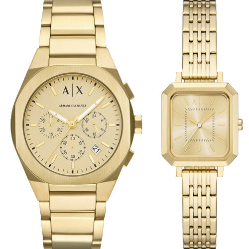 Armani Exchange Sync Gold Dial Pair 32mm AX7171SET