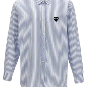 Comme Des Garçons Play Logo Patch Striped Shirt