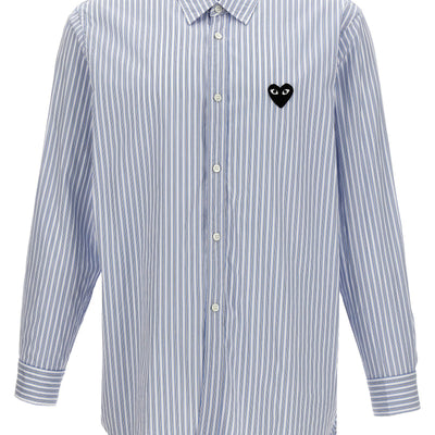 Comme Des Garçons Play Logo Patch Striped Shirt