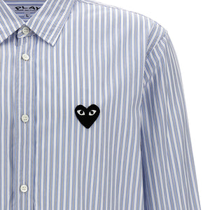 Comme Des Garçons Play Logo Patch Striped Shirt
