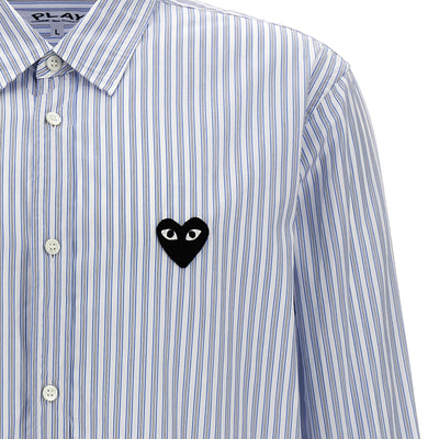 Comme Des Garçons Play Logo Patch Striped Shirt