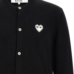 Comme Des Garçons Play Wool Cardigan With Heart Patch