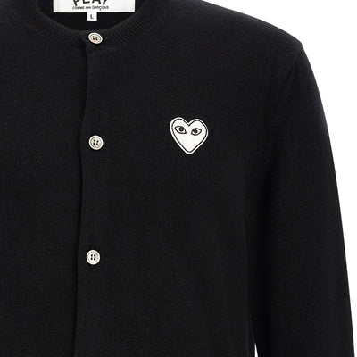 Comme Des Garçons Play Wool Cardigan With Heart Patch