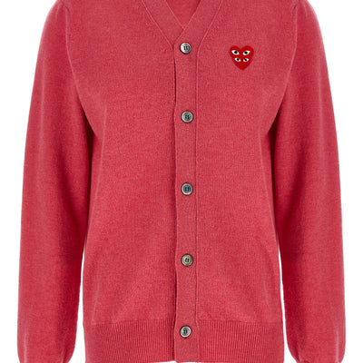 Comme Des Garçons Play Double Red Emblem Cardigan