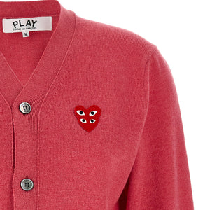 Comme Des Garçons Play Double Red Emblem Cardigan