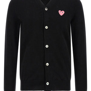 Comme Des Garçons Play Wool Cardigan With Heart Patch