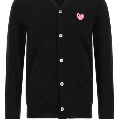 Comme Des Garçons Play Wool Cardigan With Heart Patch