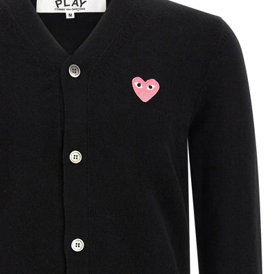 Comme Des Garçons Play Wool Cardigan With Heart Patch