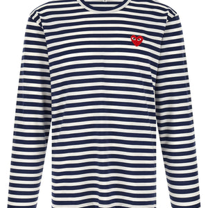 Comme Des Garçons Play Striped T-shirt With Heart Patch