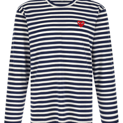 Comme Des Garçons Play Striped T-shirt With Heart Patch