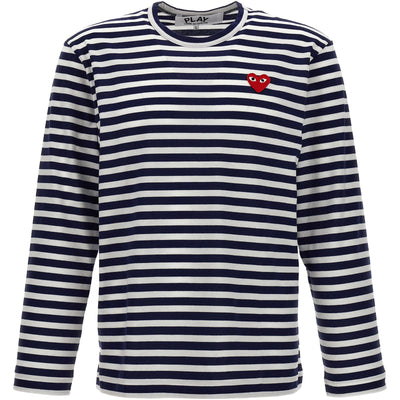 Comme Des Garçons Play Logo Patch Stripes T-shirt