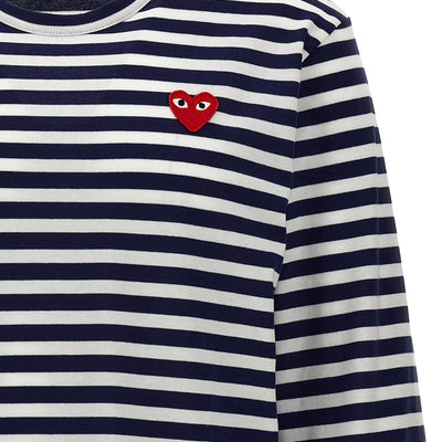 Comme Des Garçons Play Logo Patch Stripes T-shirt
