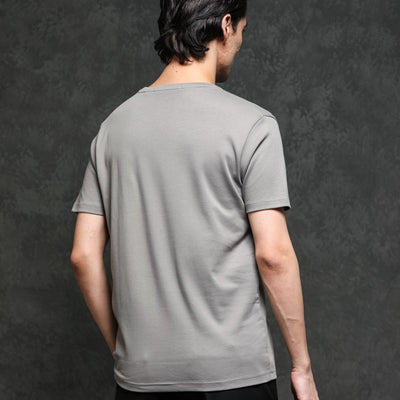Rare Rabbit Men's Azul Grey Crew Neck With Contrast Nylon Pocket Half Sleeves T-Shirt