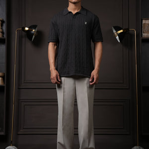 Pristine Cable Knit Polo - Shadow