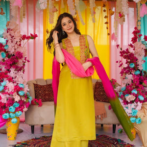 Aahana mustard cosmos suit set
