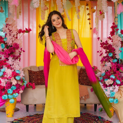 Aahana mustard cosmos suit set