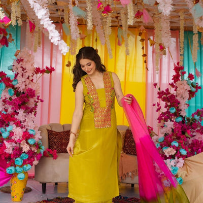 Aahana mustard cosmos suit set