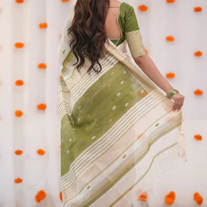 Brood Beige Cotton Silk Saree With Winsome Blouse Piece