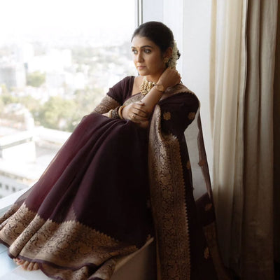 Incredible Wine Soft Silk Saree With Sizzling Blouse Piece