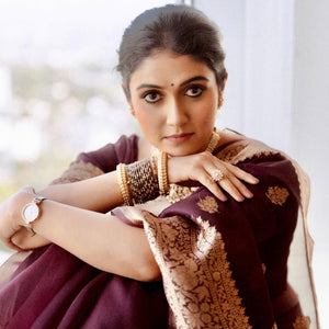 Incredible Wine Soft Silk Saree With Sizzling Blouse Piece