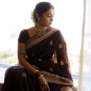 Incredible Wine Soft Silk Saree With Sizzling Blouse Piece