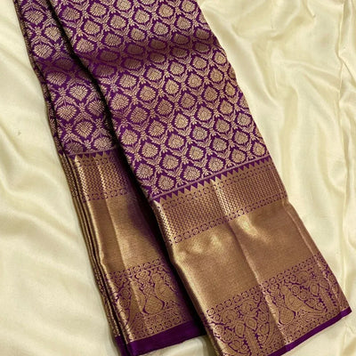 Resplendent Purple Soft Banarasi Silk Saree With Felicitous Blouse Piece