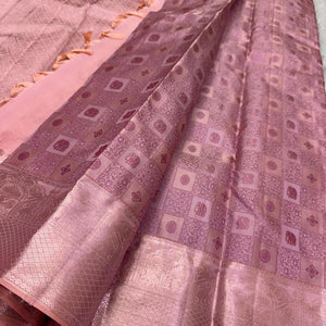 Innovative Baby Pink Soft Silk Saree With Vestigial Blouse Piece